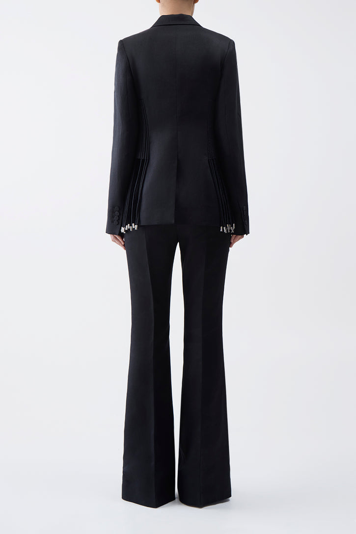 Rhein Flare Pant in Black Textured Linen