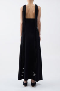 Renato Fringe Dress in Black Merino Wool