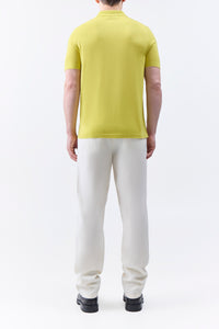 Stendhal Knit Short Sleeve Polo in Lime Adamite Cashmere