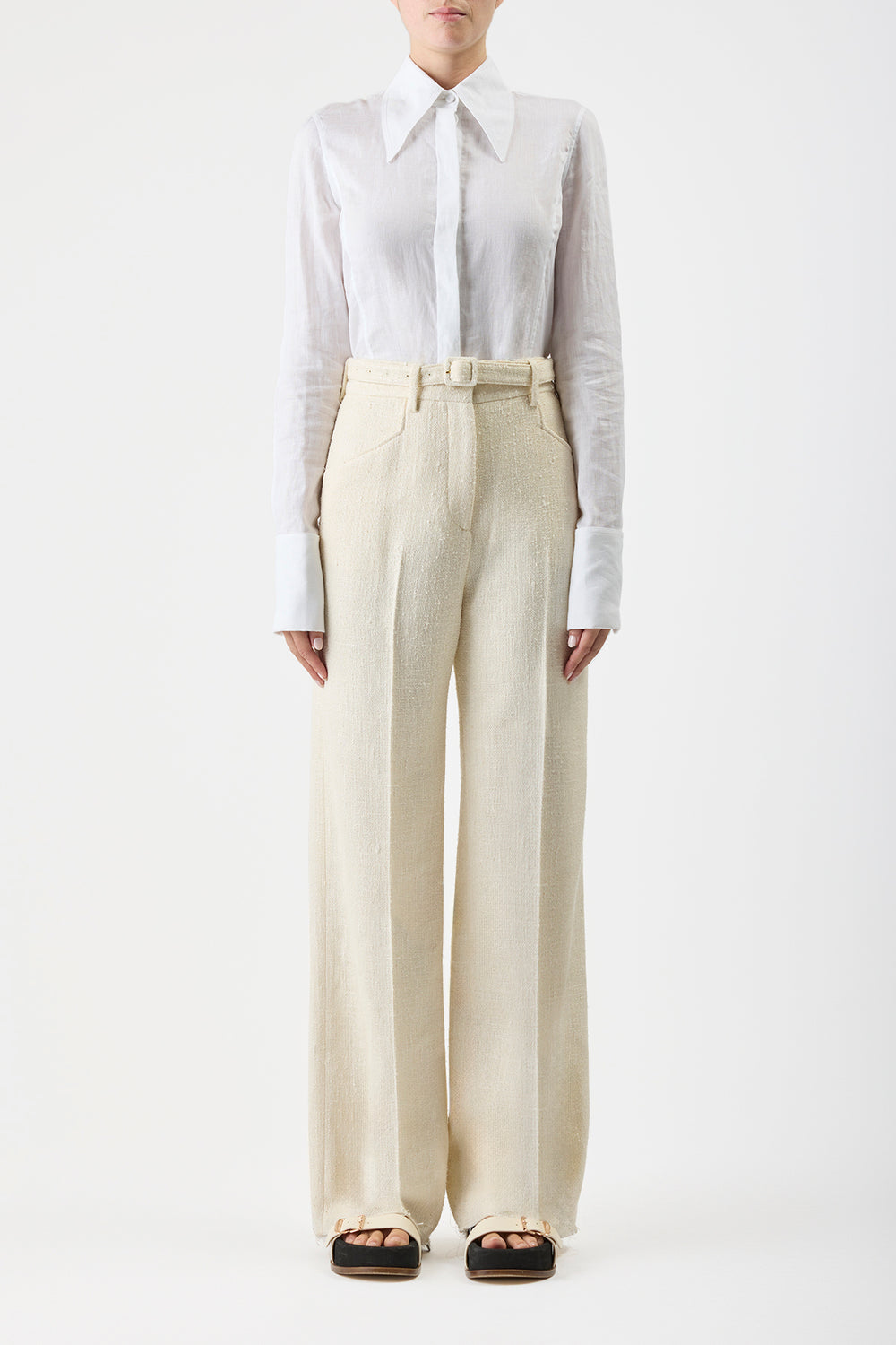 Albruna Shirt in White Aloe Linen