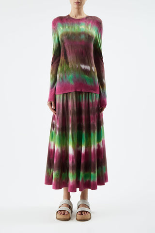 Ella Knit Midi Skirt in Jewel Tie Dye Cashmere