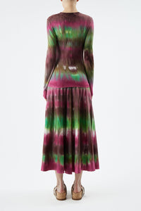 Ella Knit Midi Skirt in Jewel Tie Dye Cashmere