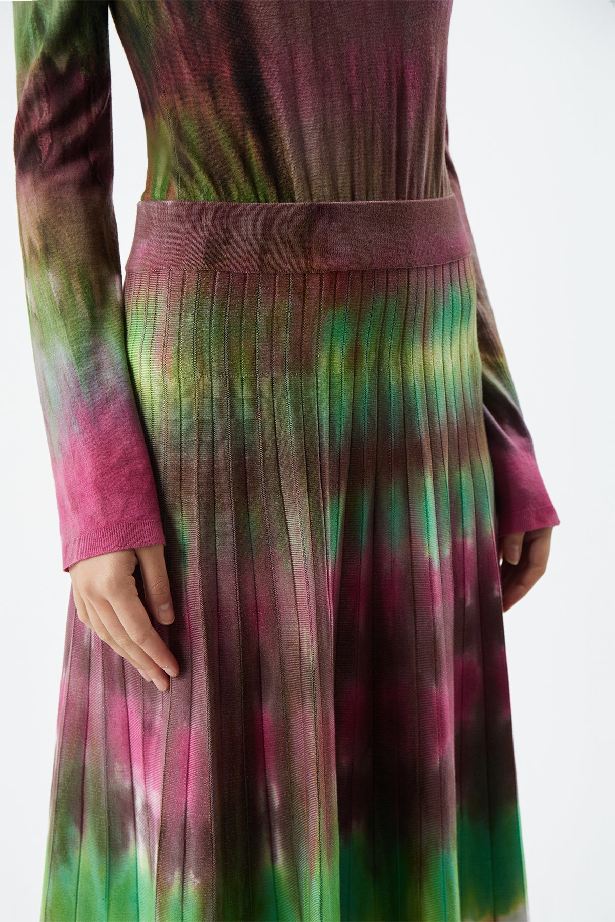 Ella Knit Midi Skirt in Jewel Tie Dye Cashmere