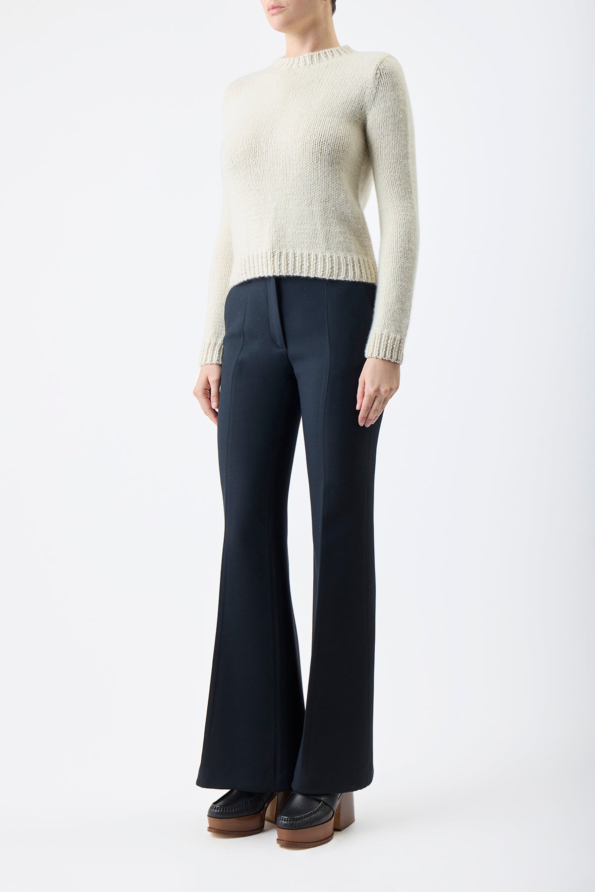 Rhun Knit Sweater in Ivory Dense Cashmere