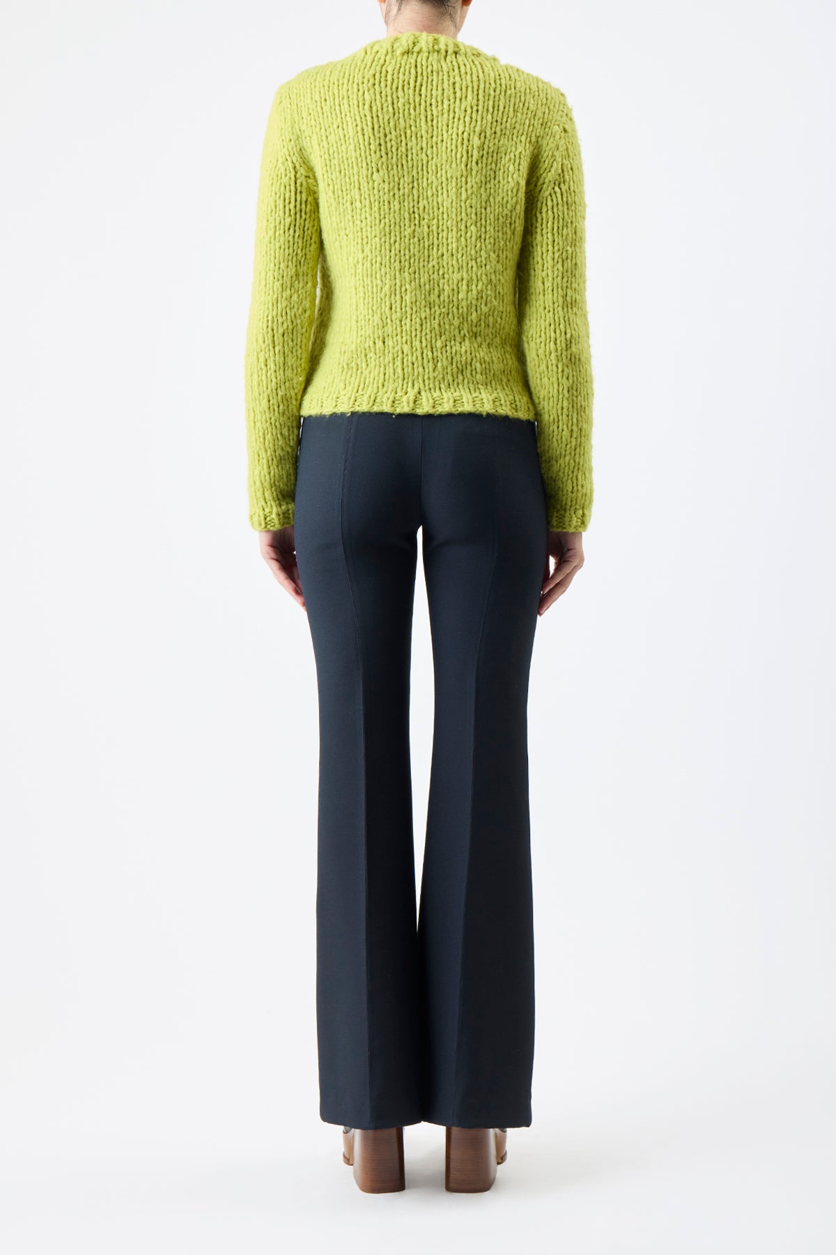 Dalton Knit Sweater in Lime Adamite Welfat Cashmere