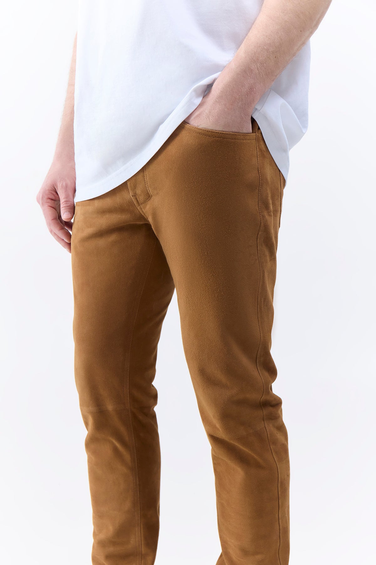 Anthony Five Pocket Pant in Camel Suede