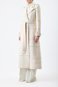 Hamilton Coat in Ivory Silk Wool Cady