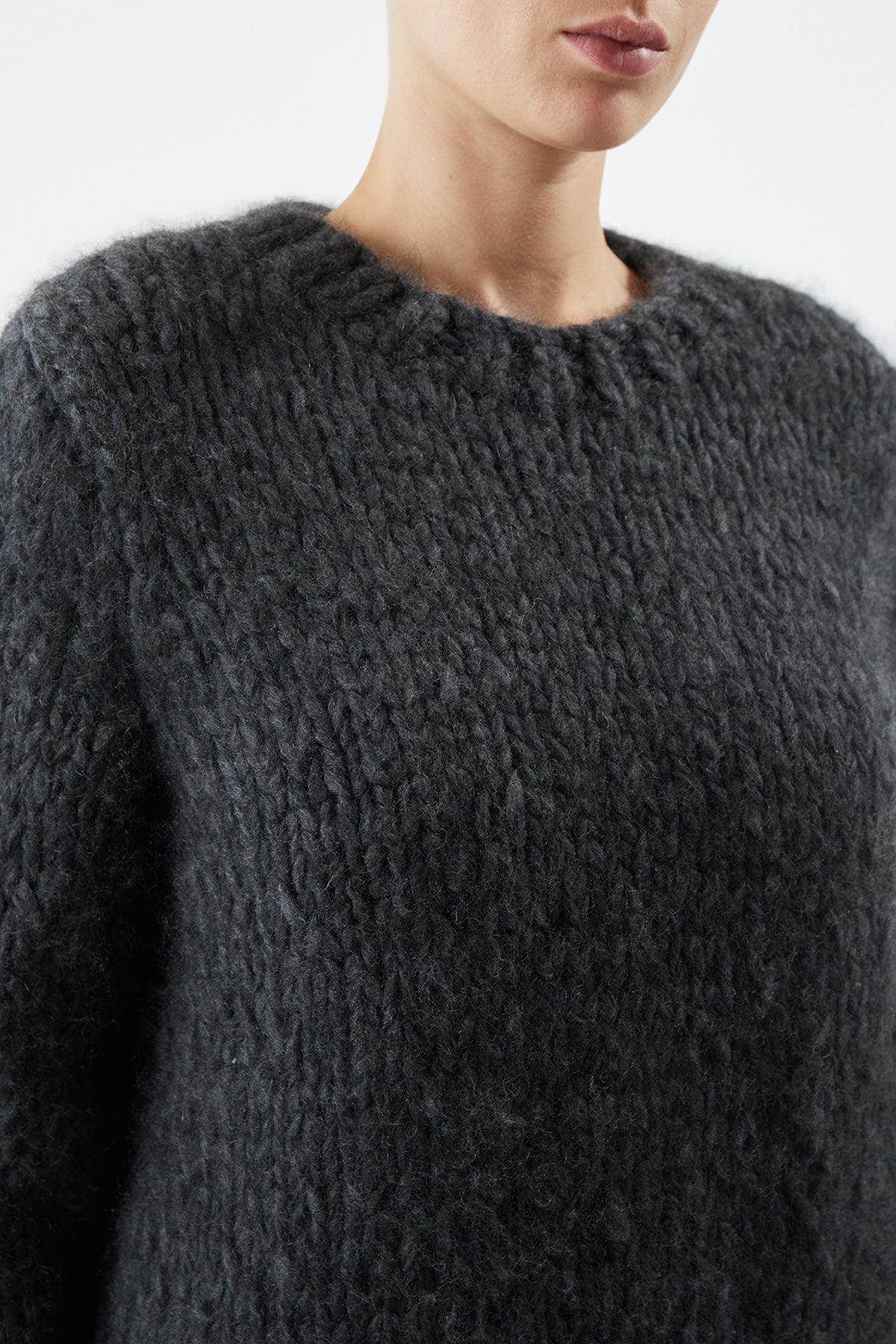 Clarissa Knit Sweater in Charcoal Welfat Cashmere