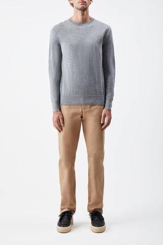 Palco Knit Crewneck in Heather Grey Merino Wool