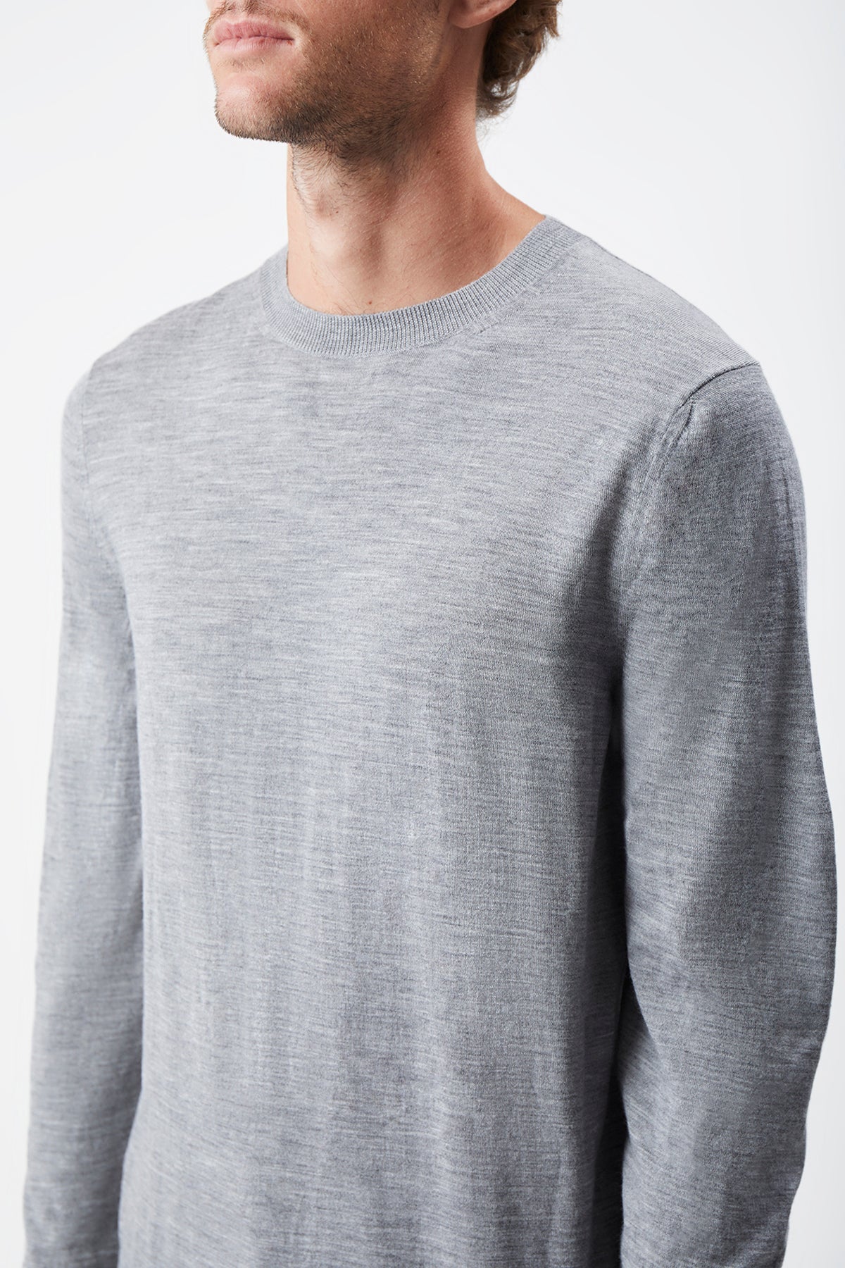 Palco Knit Crewneck in Heather Grey Merino Wool