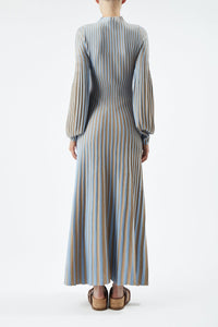 Lee Knit Dress in Light Blue & Camel Cashmere Silk