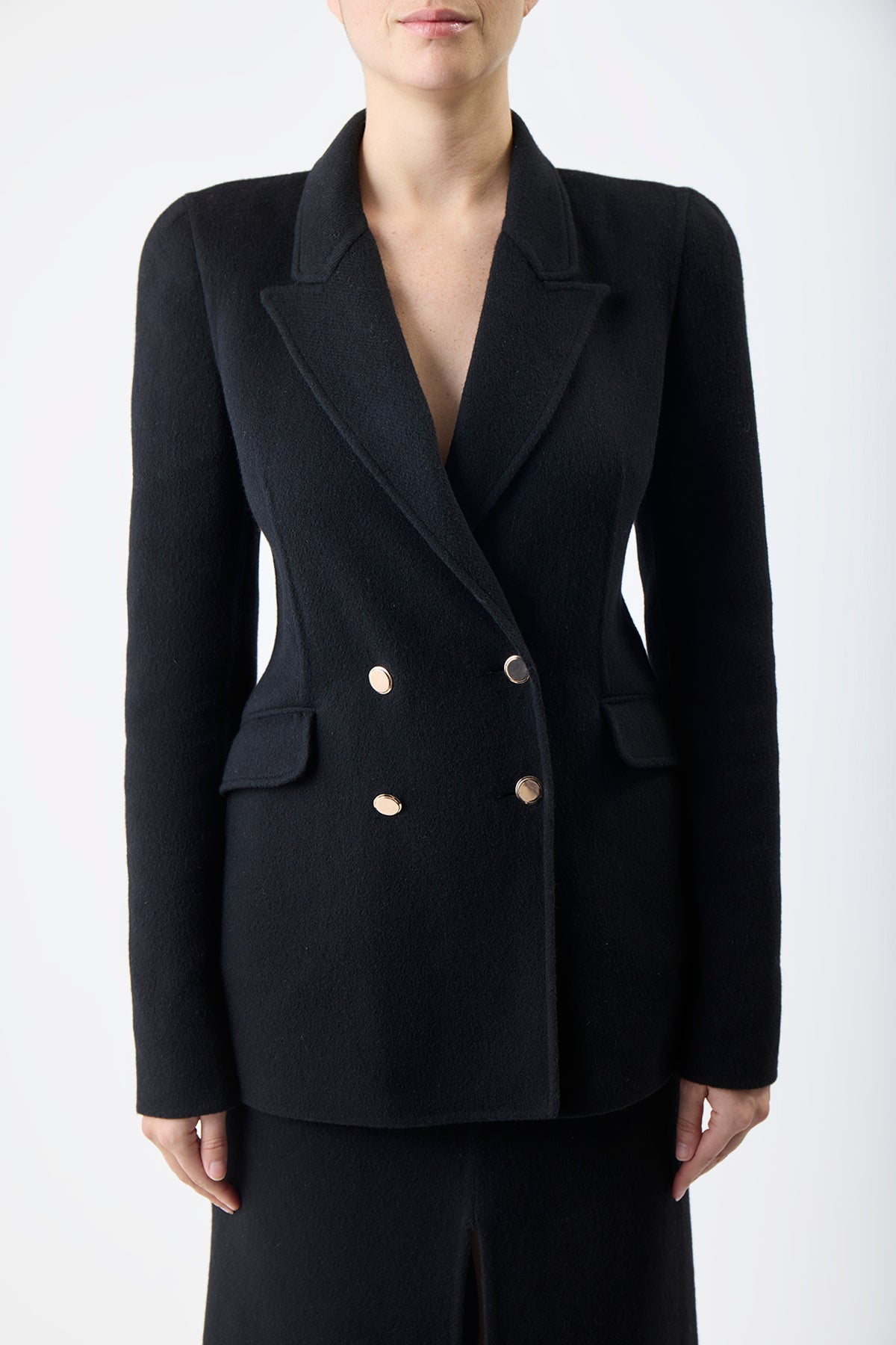 Lloyd Blazer in Black Double-Face Recycled Cashmere