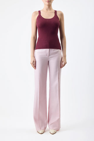 Vesta Pant in Blush Silk Wool and Linen Twill