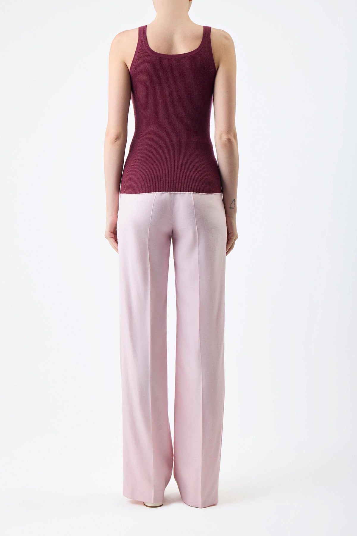 Arya Knit Tank Top in Bordeaux Cashmere Silk