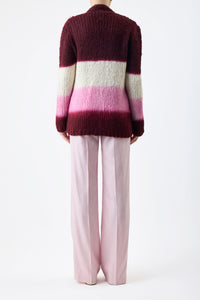 Amelia Dip Dye Knit Cardigan in Bordeaux Multi Welfat Cashmere