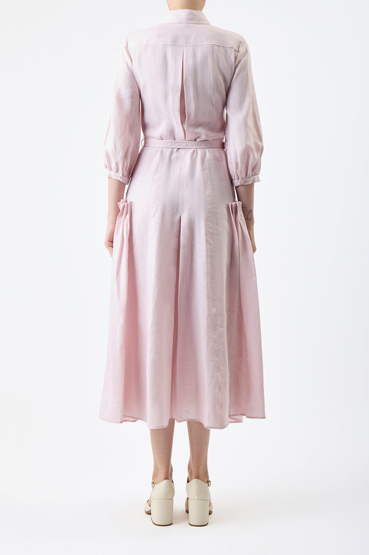 Woodward Dress in Blush Aloe Linen