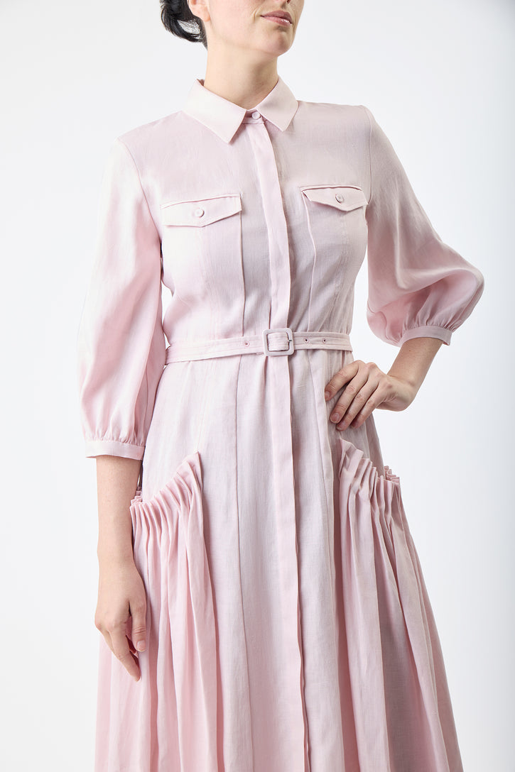 Woodward Dress in Blush Aloe Linen