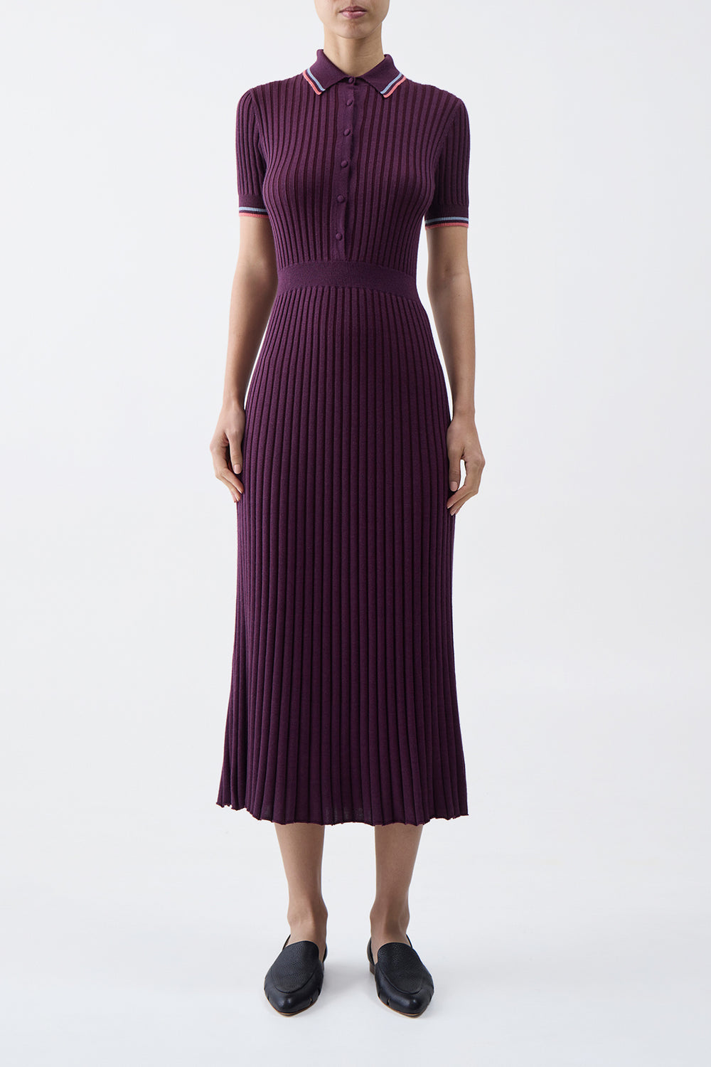 Eyot Knit Maxi Dress in Italian Plum Cashmere Silk