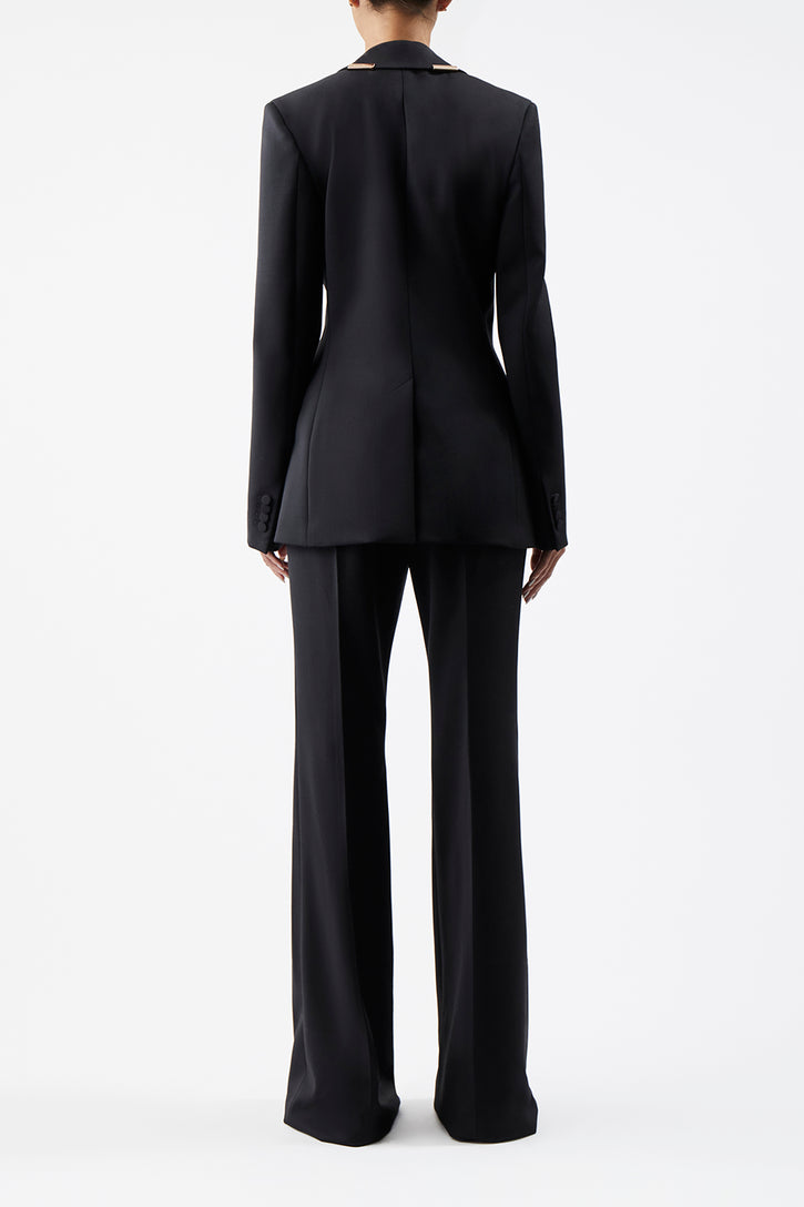 ブラック スポーツウェア ウールのラインパンツ