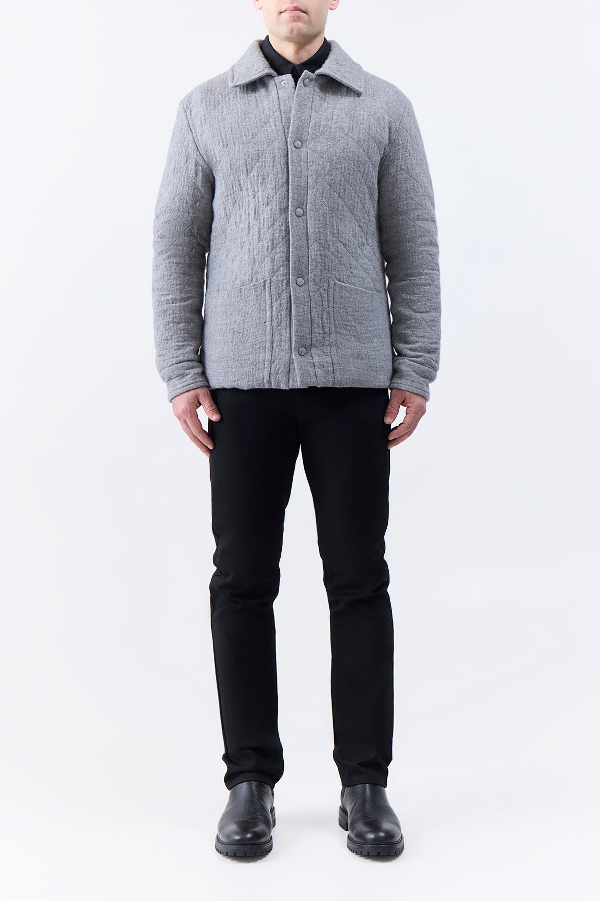 Skye Paddock Jacket in Light Grey Melange Cashmere Linen