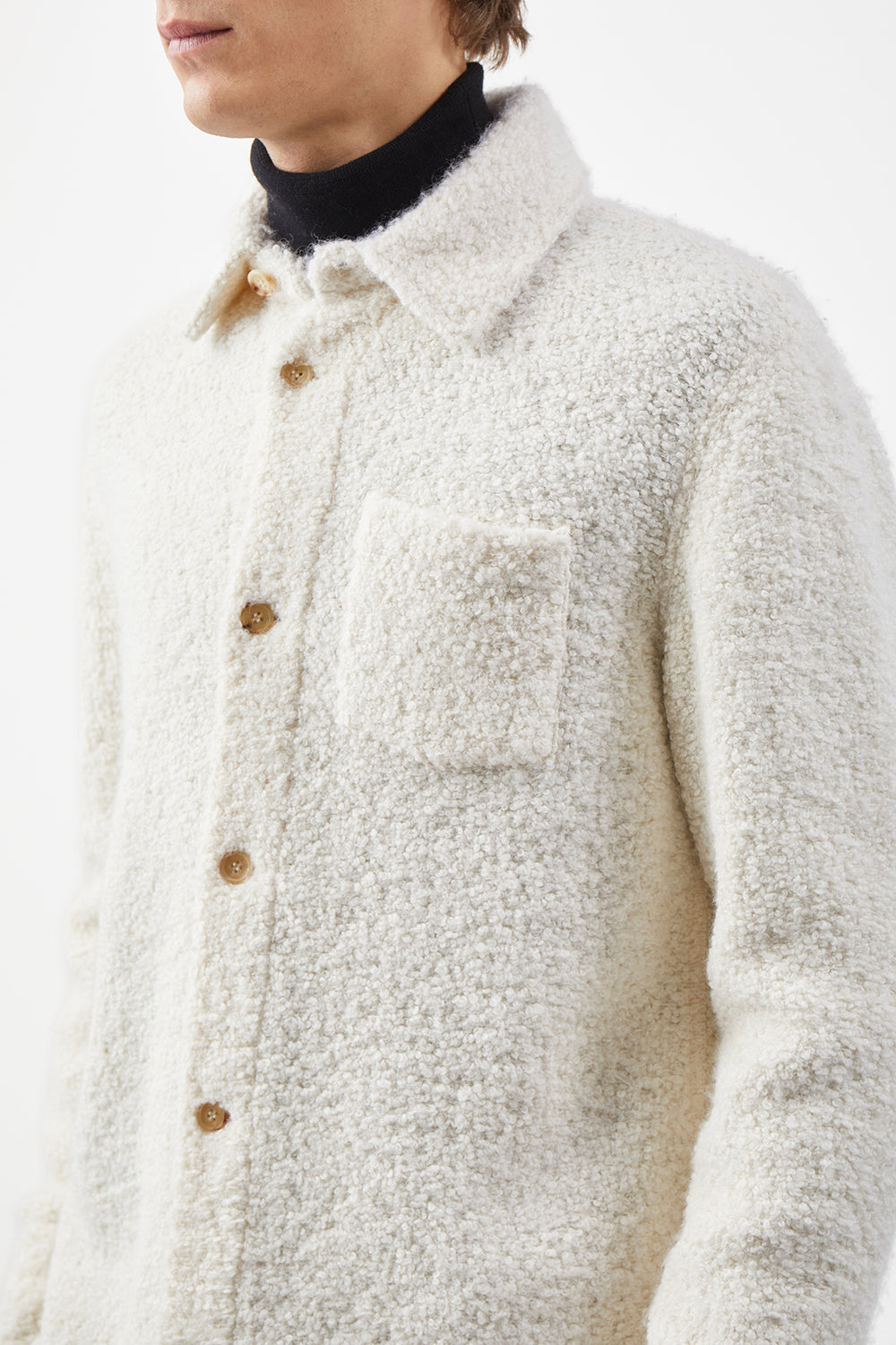 Italian Boucle Overshirt in White