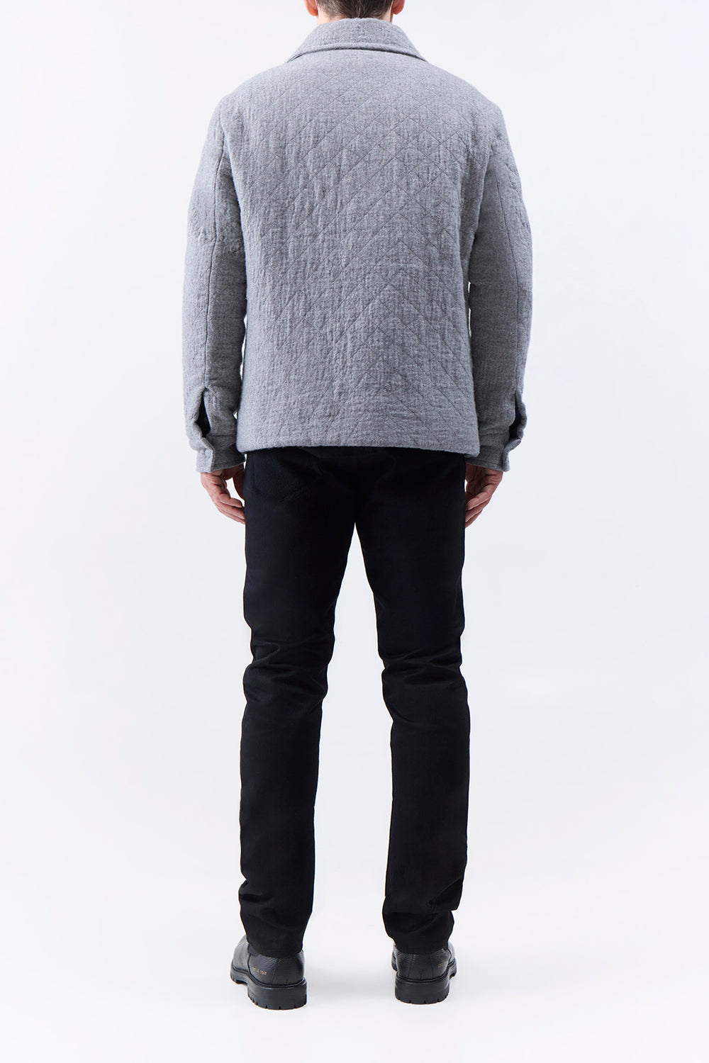 ライトグレーメランジカシミアリネンのスカイパドックジャケット