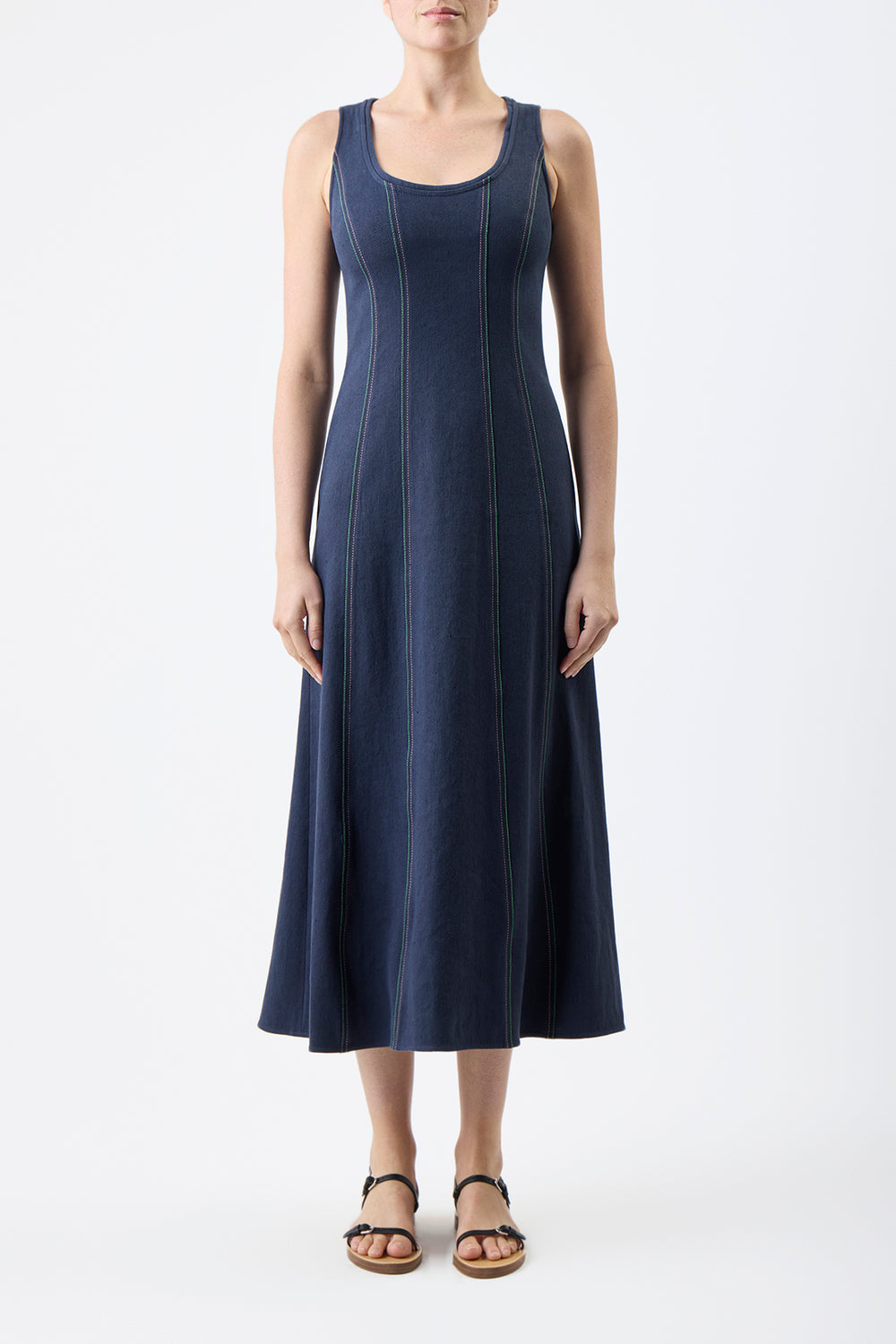 Diaz Dress in Dark Navy Hemp Cotton