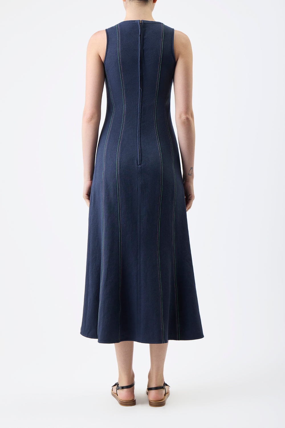 Diaz Dress in Dark Navy Hemp Cotton