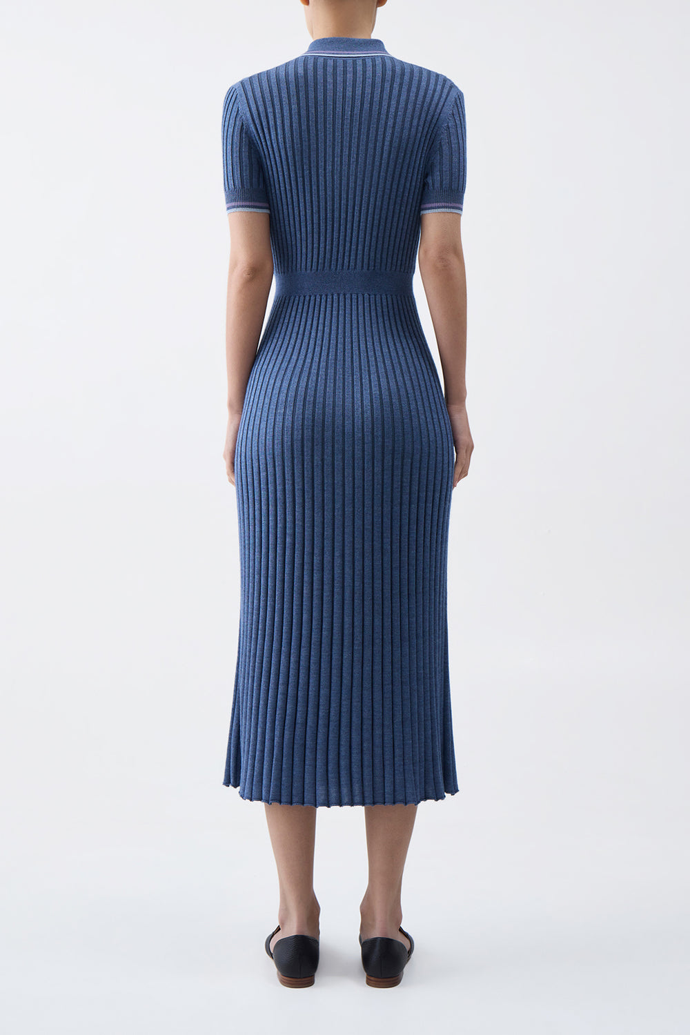 Eyot Knit Maxi Dress in Denim Blue Cashmere Silk