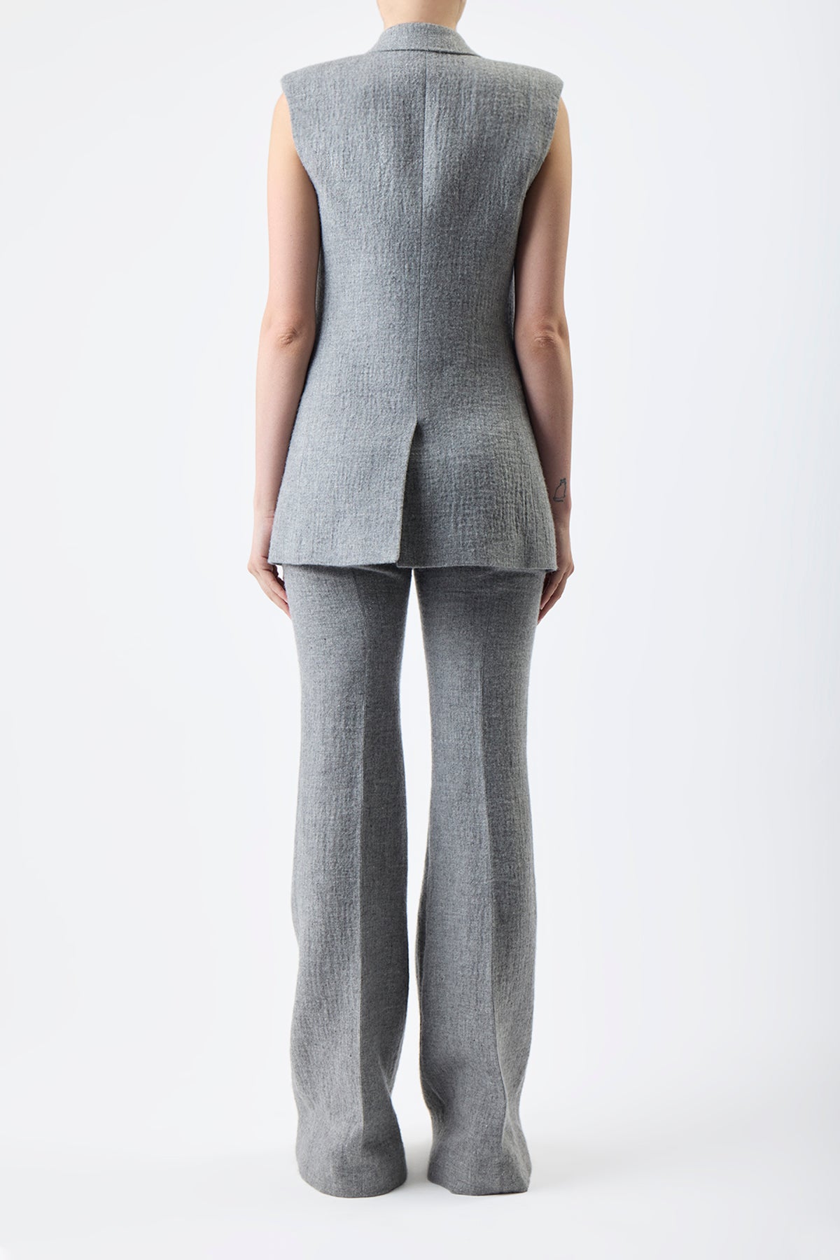 Mayte Vest in Light Grey Melange Cashmere Linen