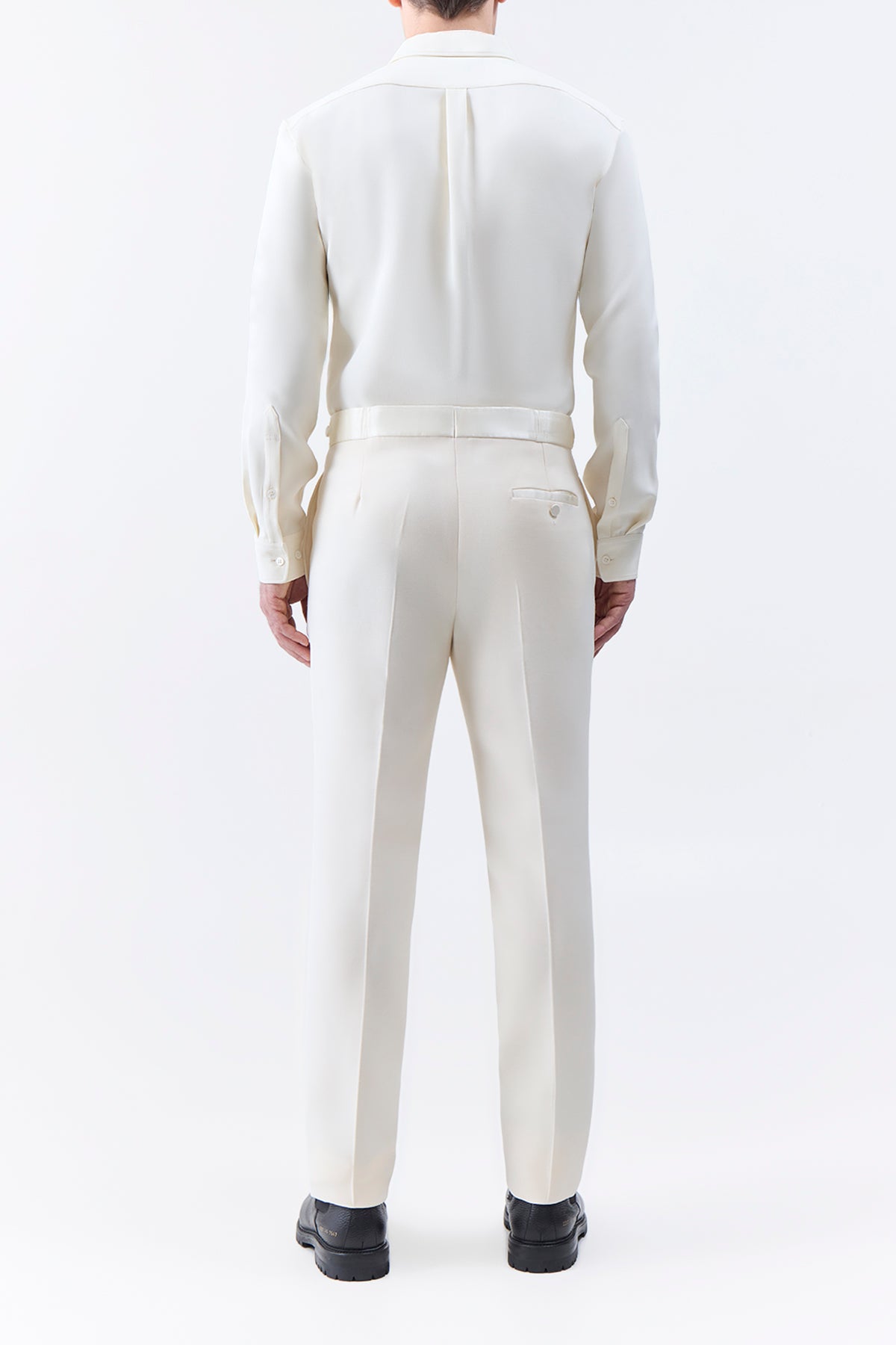 Simons Pant in Ivory Wool Silk Cady