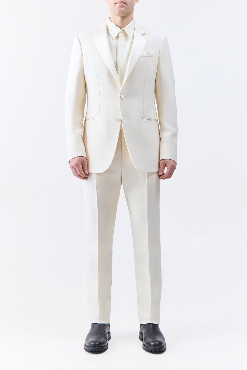 Nicolson Jacket in Ivory Wool Silk Cady