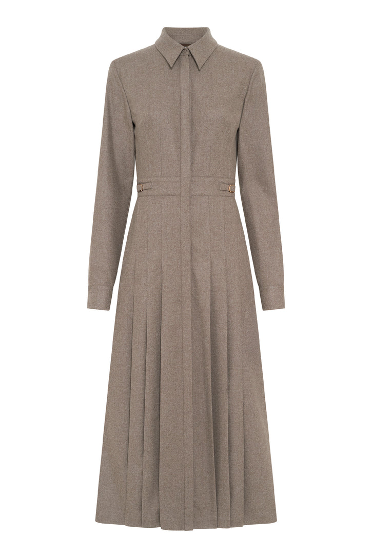 Ethel Shirtdress in Walnut Wool Cashmere Flannel