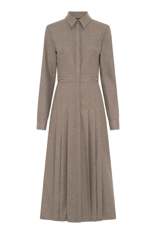 Ethel Shirtdress in Walnut Wool Cashmere Flannel