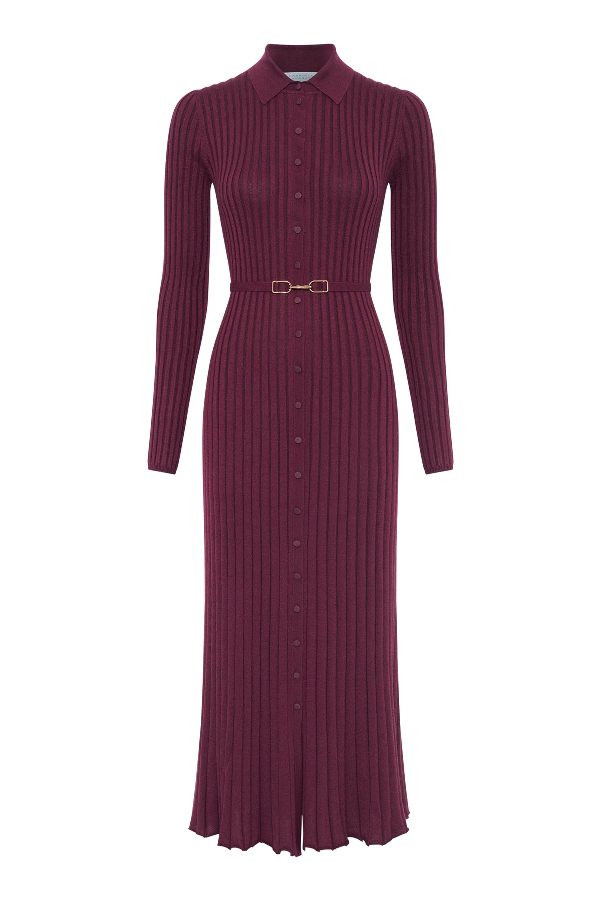 Tenes Knit Shirtdress in Bordeaux Cashmere Silk