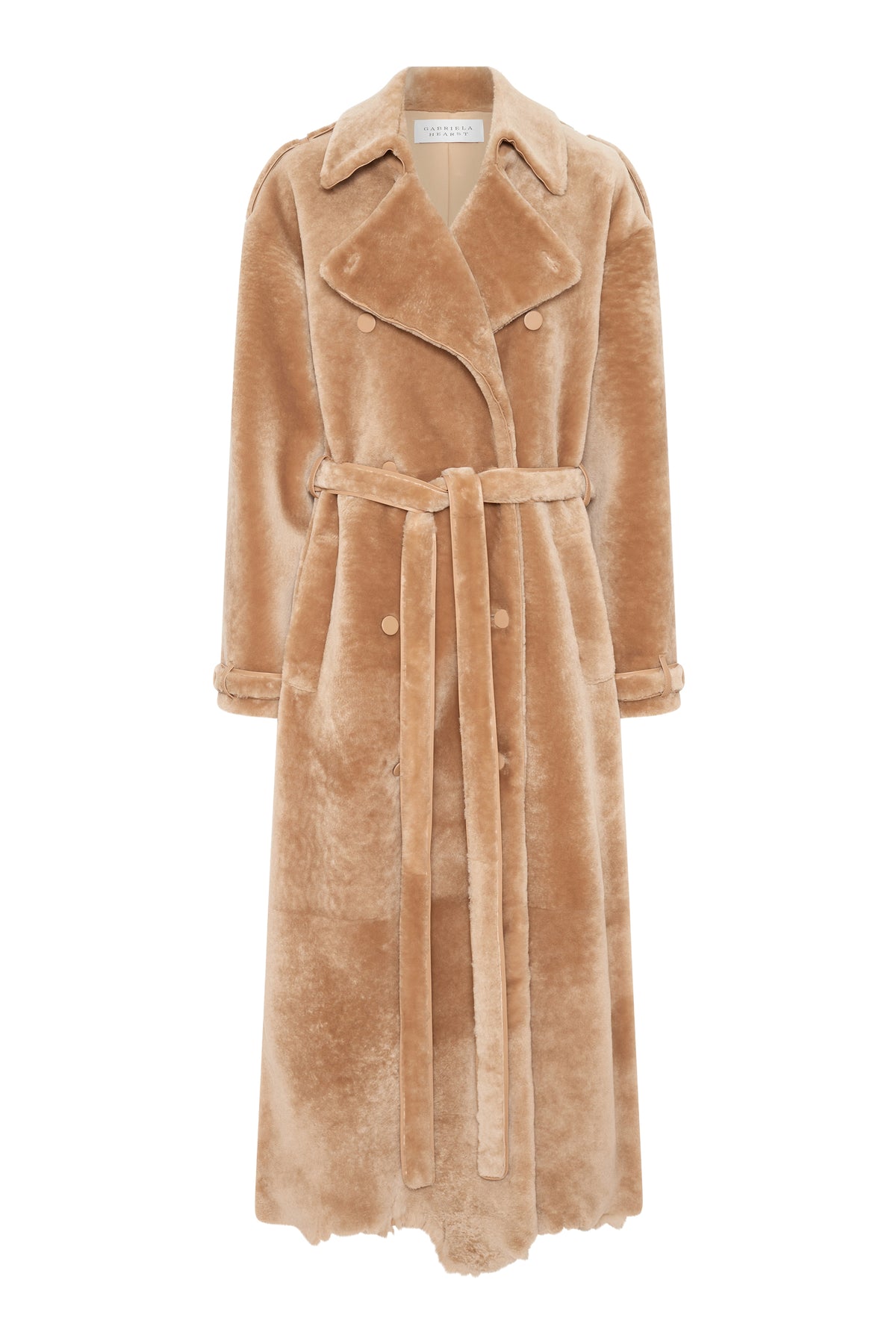 Tellus Trench Coat in Champagne Shearling