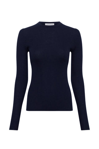 Browning Knit Sweater in Dark Navy Cashmere Silk