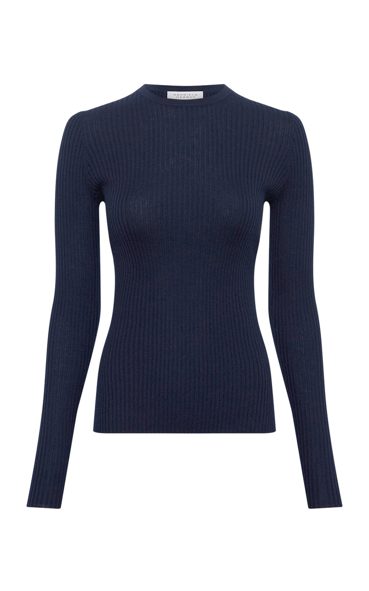 Browning Knit Sweater in Electric Navy Cashmere Silk