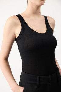 Toby Knit Tank Top in Black Cashmere Silk