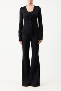 Tori Knit Cardigan in Black Cashmere Silk