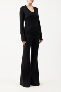 Tori Knit Cardigan in Black Cashmere Silk