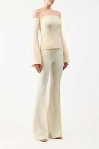 Maki Top in Ivory Wool Silk Cady