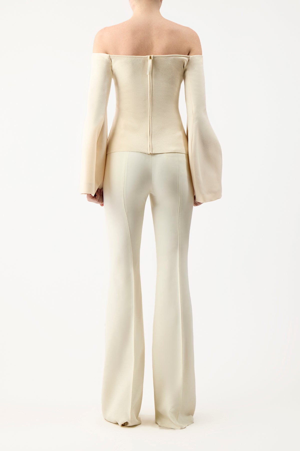 Maki Top in Ivory Wool Silk Cady