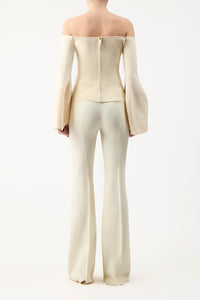 Maki Top in Ivory Wool Silk Cady