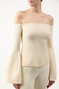 Maki Top in Ivory Wool Silk Cady