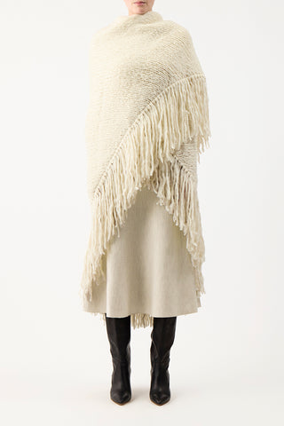 Lauren Knit Wrap in Ivory Welfat Cashmere