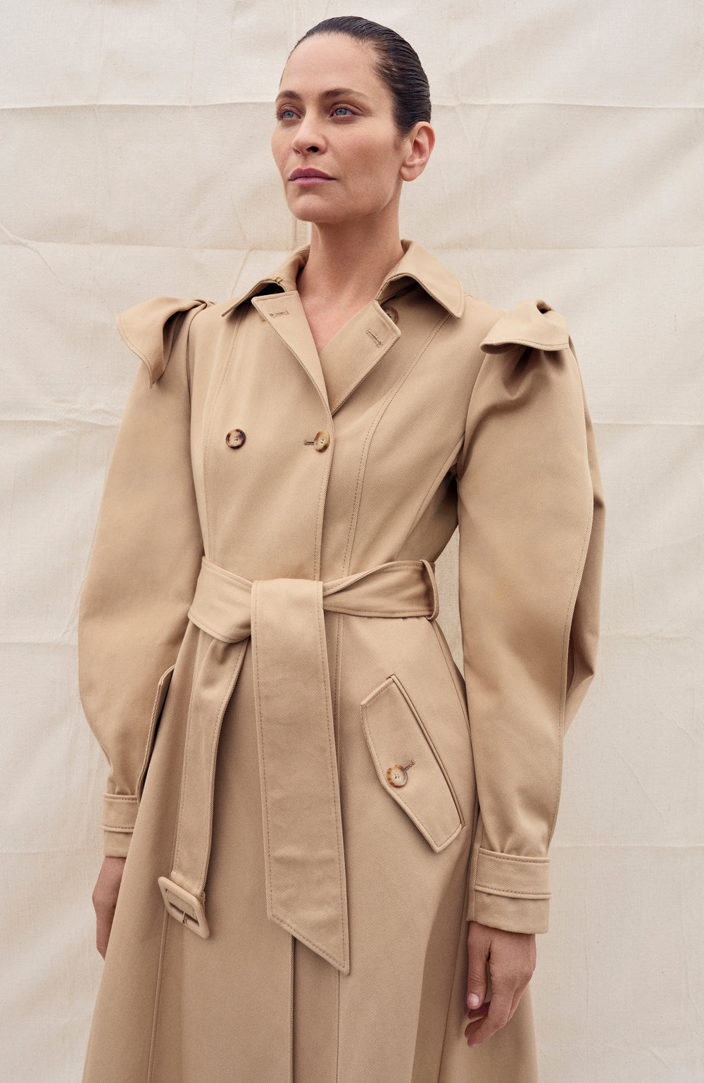 Benedict Trench Coat in Camel Sea Island Cotton Twill