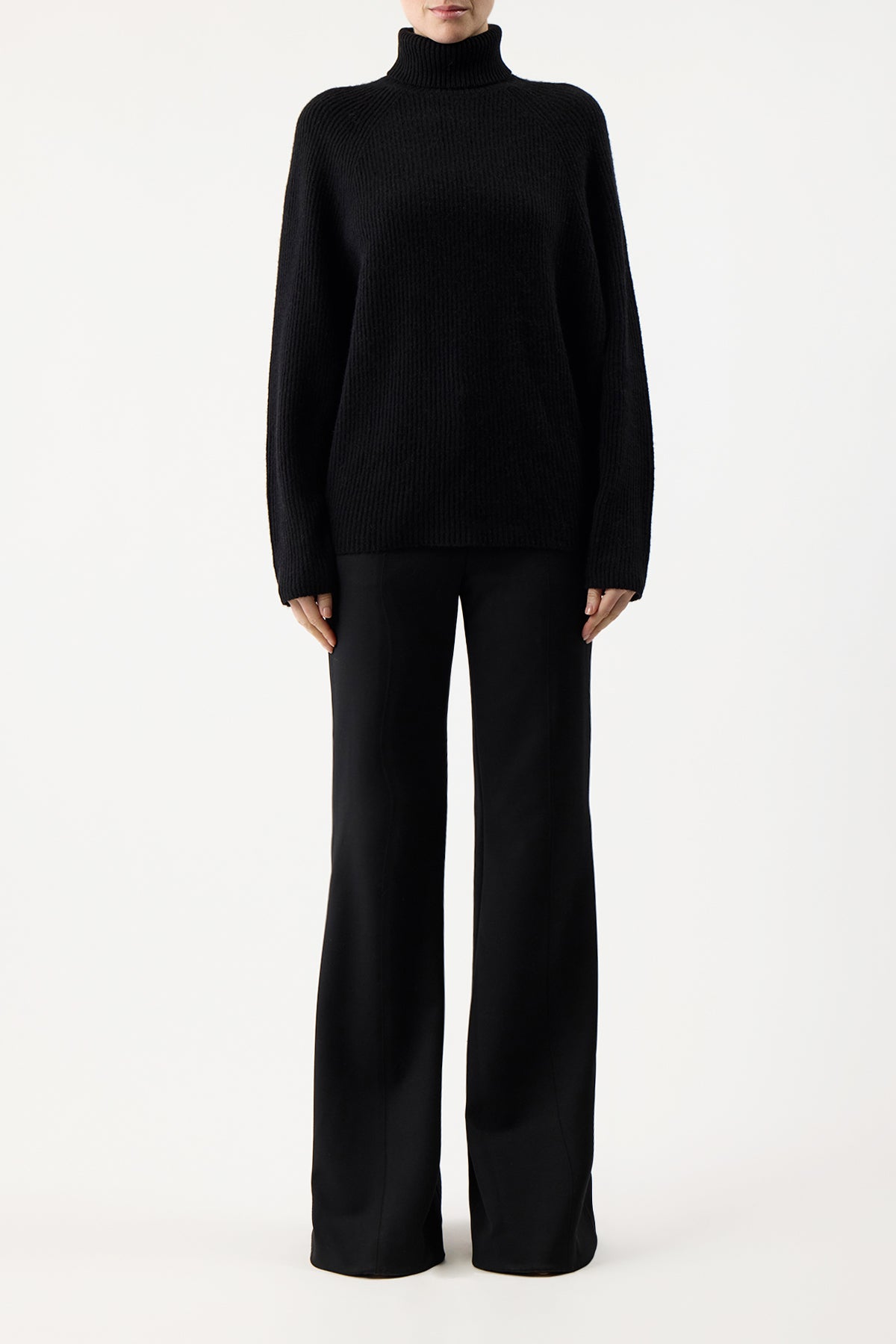 Wigman Knit Turtleneck Sweater in Black Cashmere