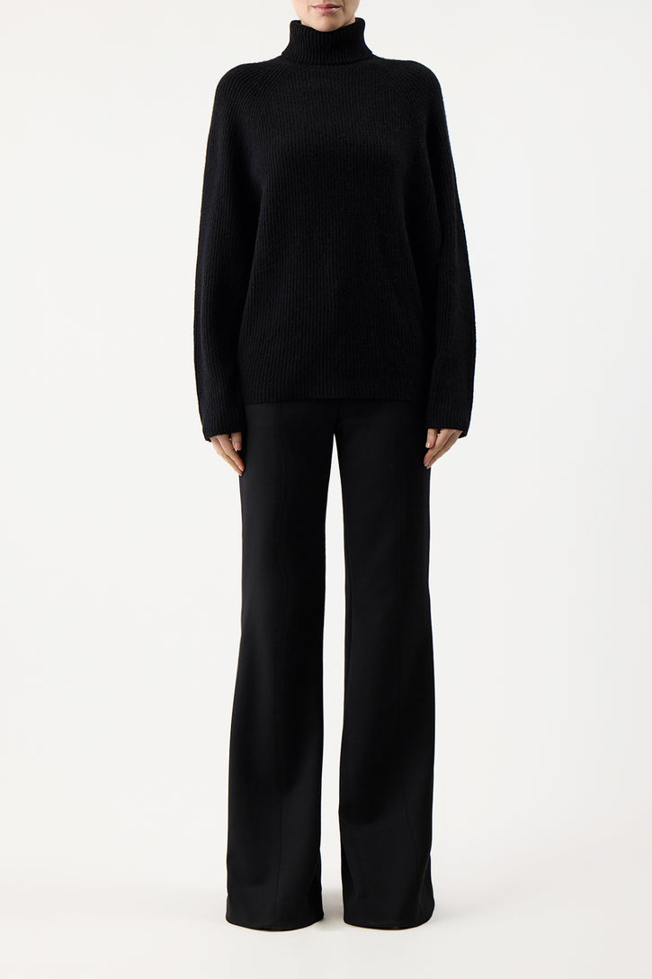 Wigman Knit Turtleneck Sweater in Black Cashmere