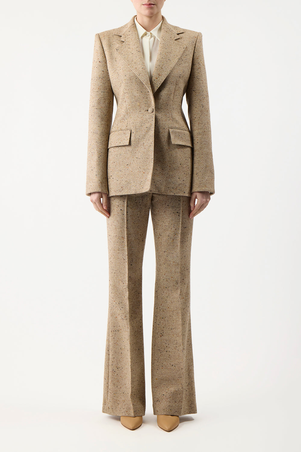 Delmas Blazer in Oatmeal Multi Cashmere Virgin Wool